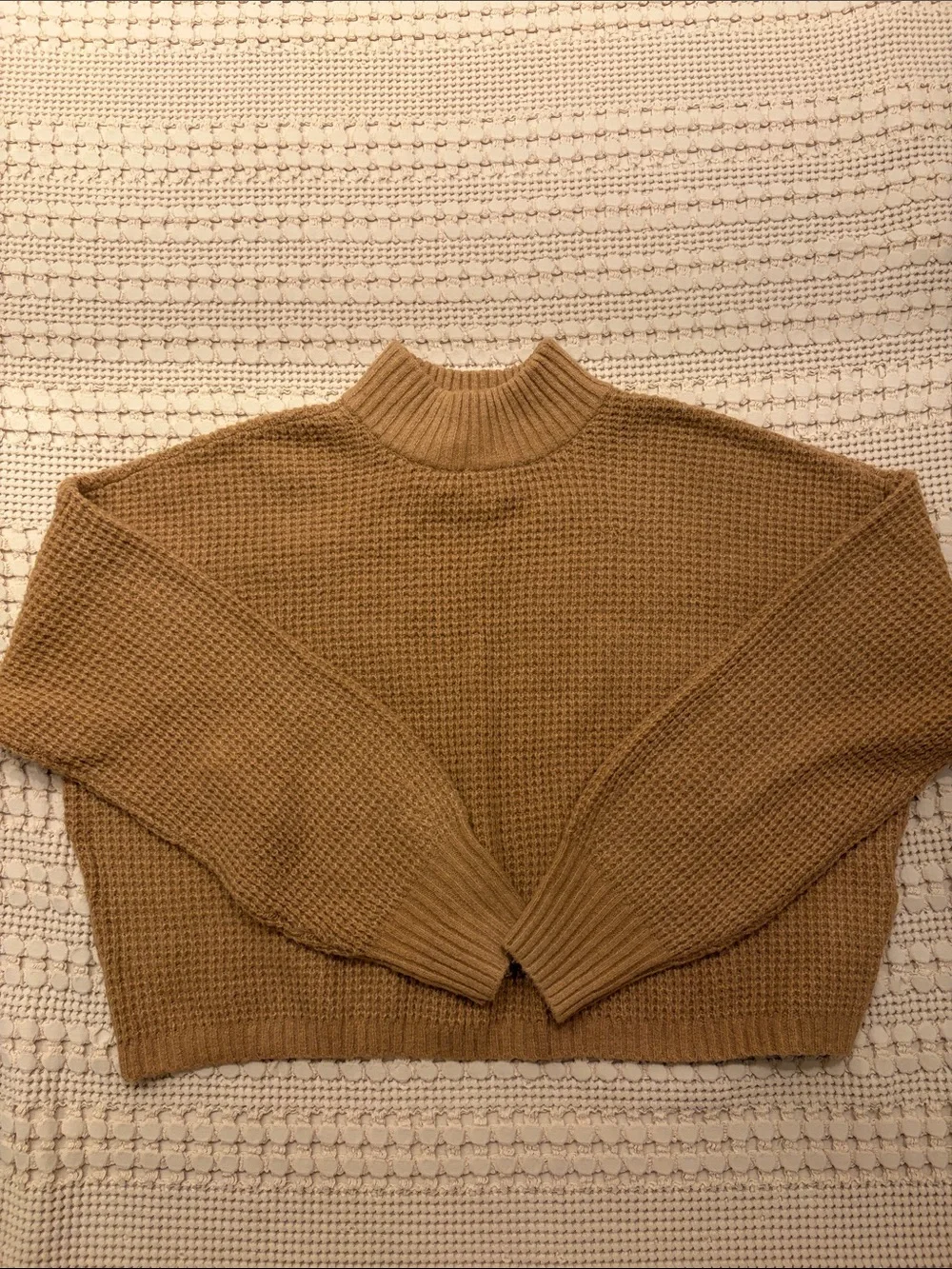 NEW Mock Neck Waffle Knit Sweater Size M